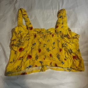yellow floral crop top